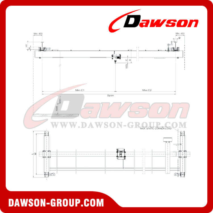 DIN/FEM Standard Electric Under Running Crane For Lifting