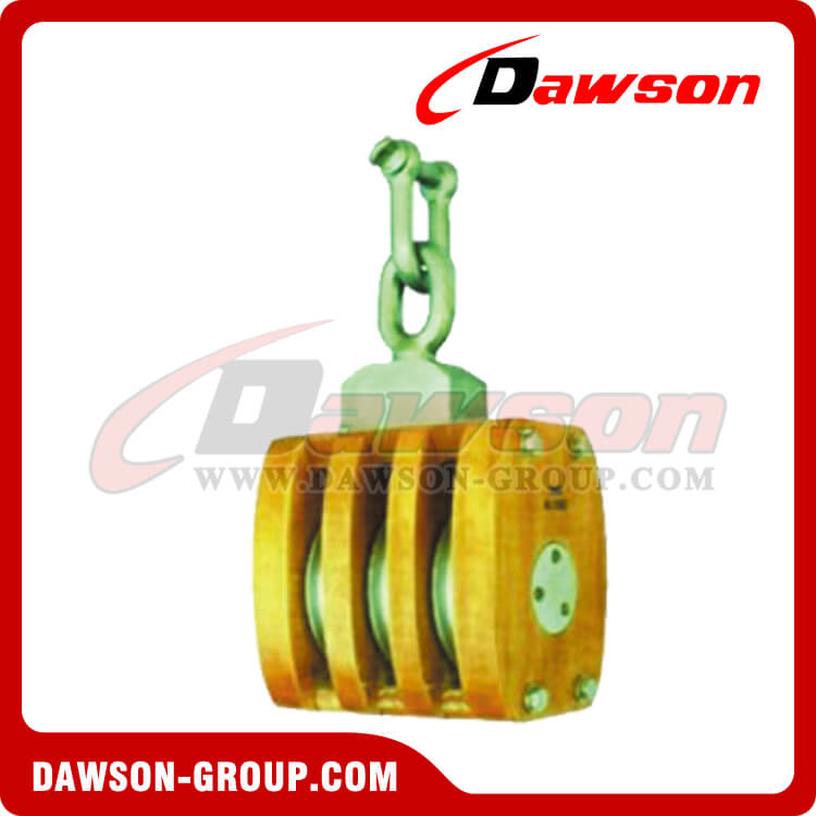 DS-B142 JIS Ship's Wooden Block Triple With Shackle