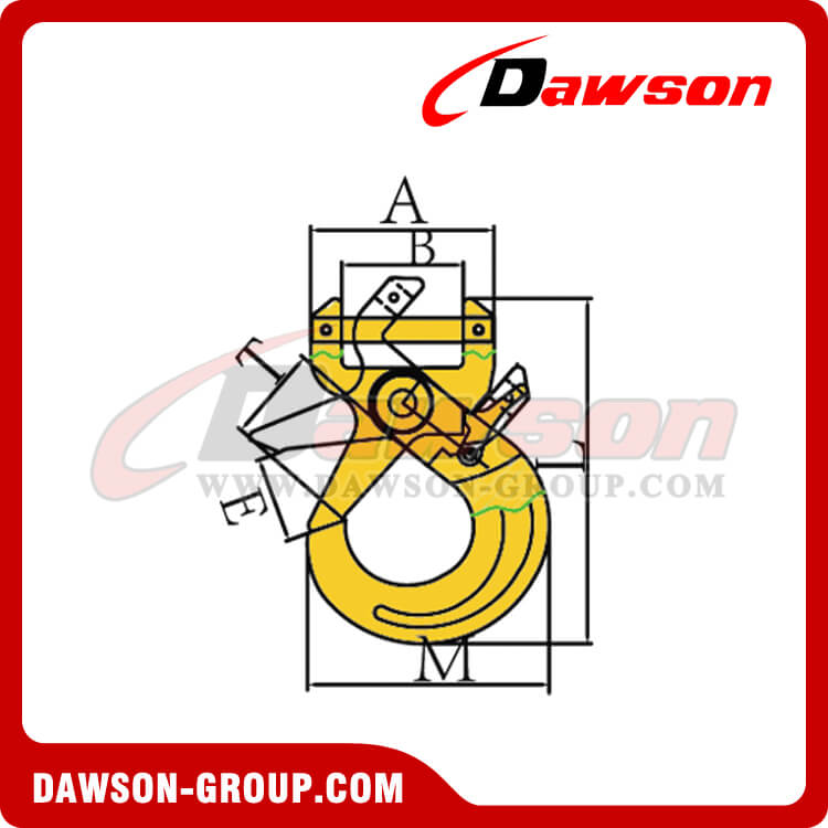  DS089 G80 WLL 2.2T Forged Steel Short Clevis Self-locking Hook For Web Sling