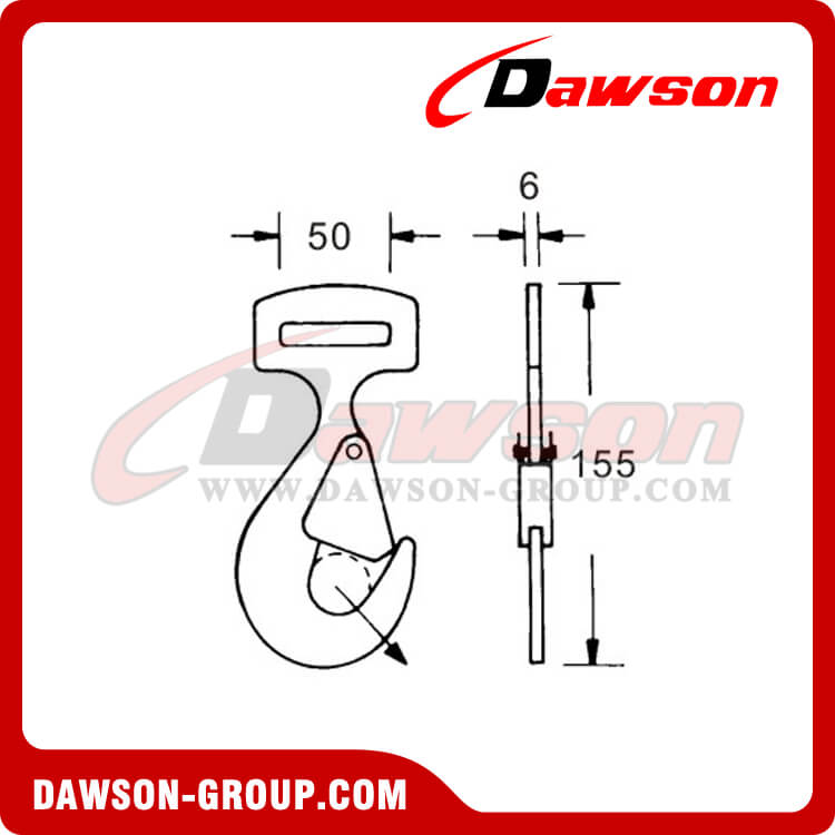 DSTW50502 B/S 5000KG/11000LBS Twisted Hook