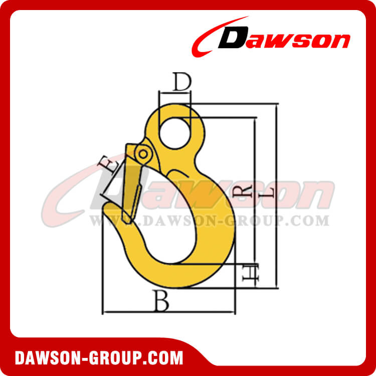 DS114 Forged Alloy Steel Large Opening Eye Hook with Latch