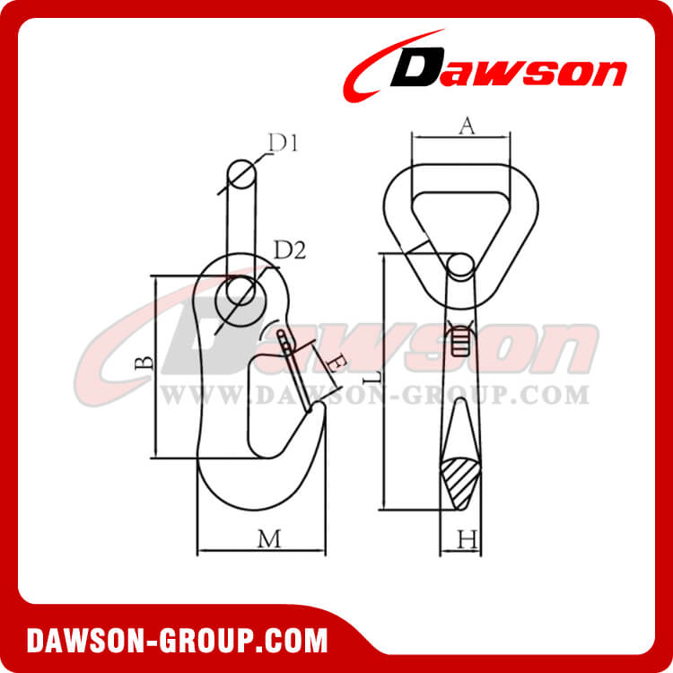 DS533 Forged Carbon Steel Galvanized Tow Hook with Welded Triangle Ring for Pulling or Lashing