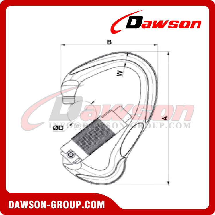 DSJ-A7109TN Aluminum Material For Custom Round Shape Carabiner, Aluminum Ear Shape Flat Carabiner Hook