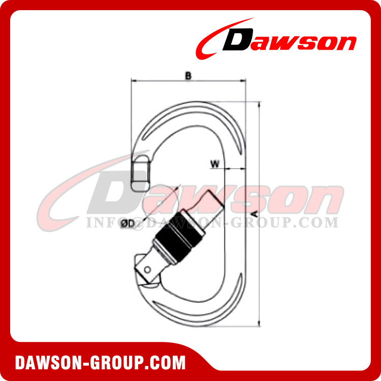 DSJ-A7108N Aluminum Material For Custom Round Shape Carabiner, Aluminum Screw Locking Carabiner Hook 