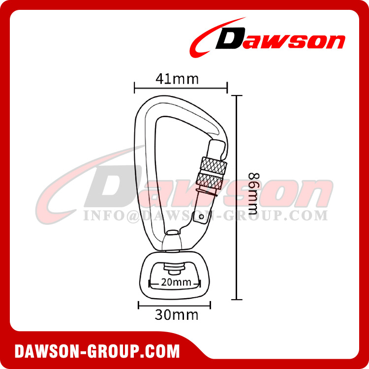DSJ-A1303N+A Aluminium Material For Custom D Shaped Swivel Carabiner 