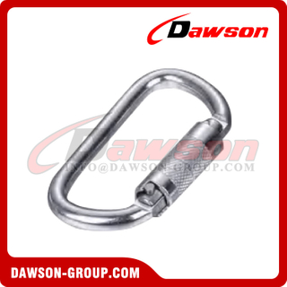 DSJ-1062 D Shaped Self-locking Safety Steel Carabiner, Heat Treated Steel Climbing Carabiners