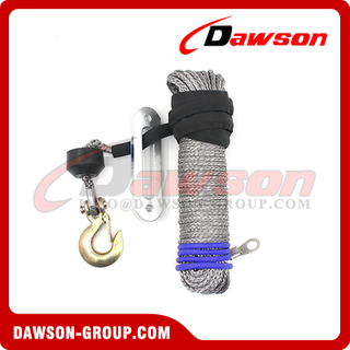 Synthetic HMPE Winch Rope Kit, 12 Strands UHMWPE Braided Rope with Heavy Duty Snap Shackle and Rubber Stopper