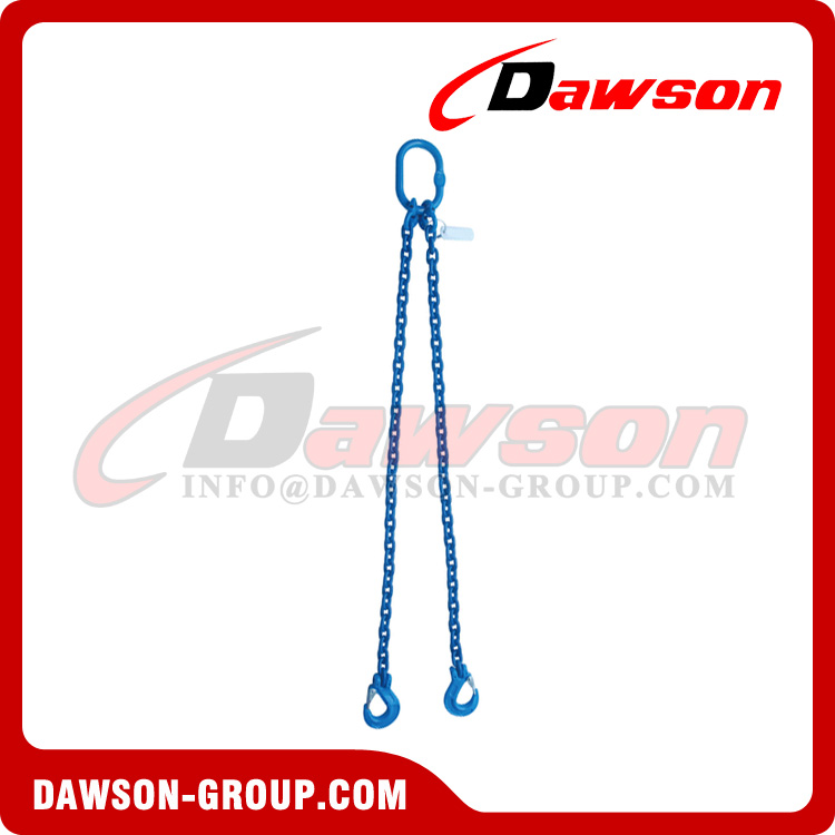 G100 Double Leg Lifting Chain Slings / Grade 100 2 Leg Adjustable Chain Sling