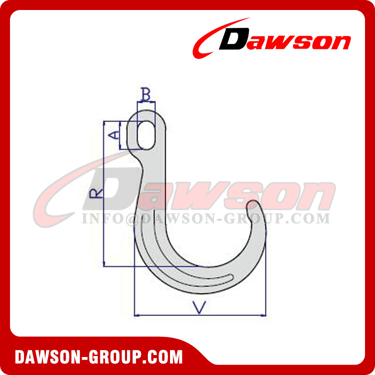 G70 8'' 15'' Forged Alloy Steel J Type Hook with Ellipse Hole