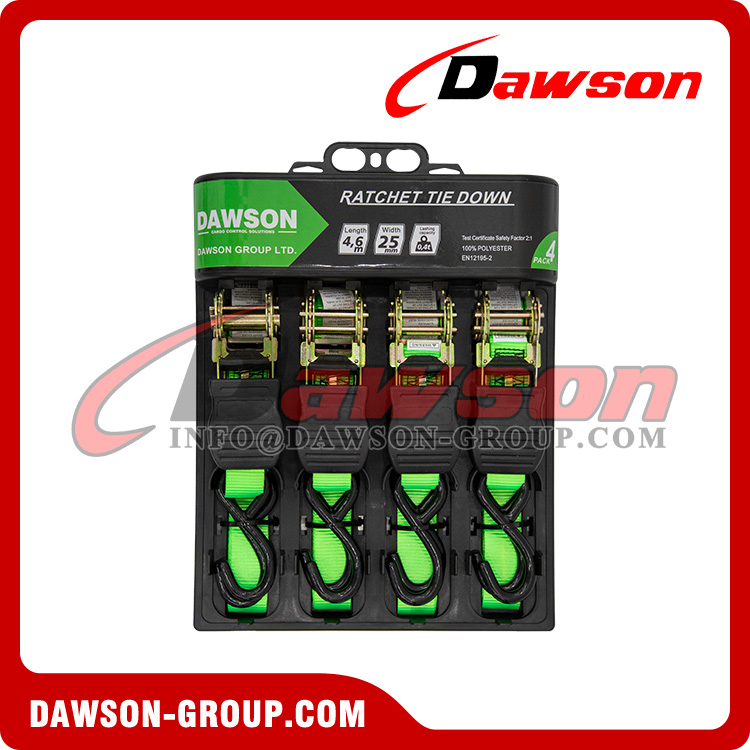 DAWSON DAWSON DSRTDS-100 4PCS 1×15 Ratchet Tie Down Straps Set for Cargo Securing - Dawson Group Ltd. - China Manufacturer, Supplier, Factory DAWSON DAWSON DSRTDS-100 4PCS 1×15 Ratchet Tie Down Straps Set for Cargo Securing - Dawson Group Ltd. - China Manufacturer, Supplier, Factory