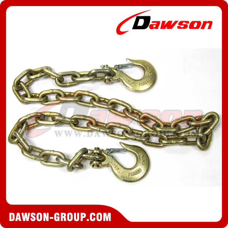 1/4 x 36 G70 Trailer Safety Chain w/ Clevis Slip Hook - Yellow Zinc -  Quality Chain Corp