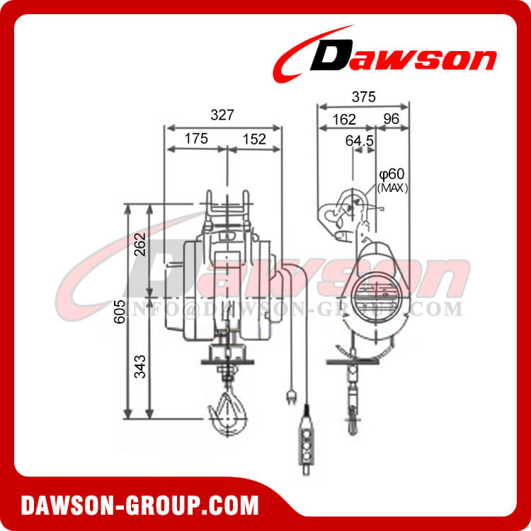 Suspension Mini Electric Wire Rope Hoist for Ware House