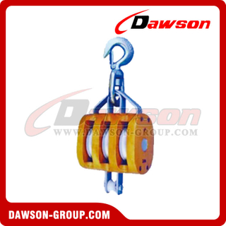 DS-B056 Regular Wood Block Triple Sheave With Swivel Hook