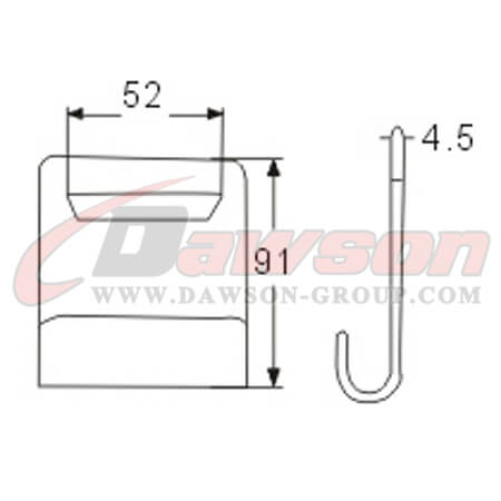 DSWH032 BS 5000KG / 11000LBS 2” / 50mm Flat Container Hooks