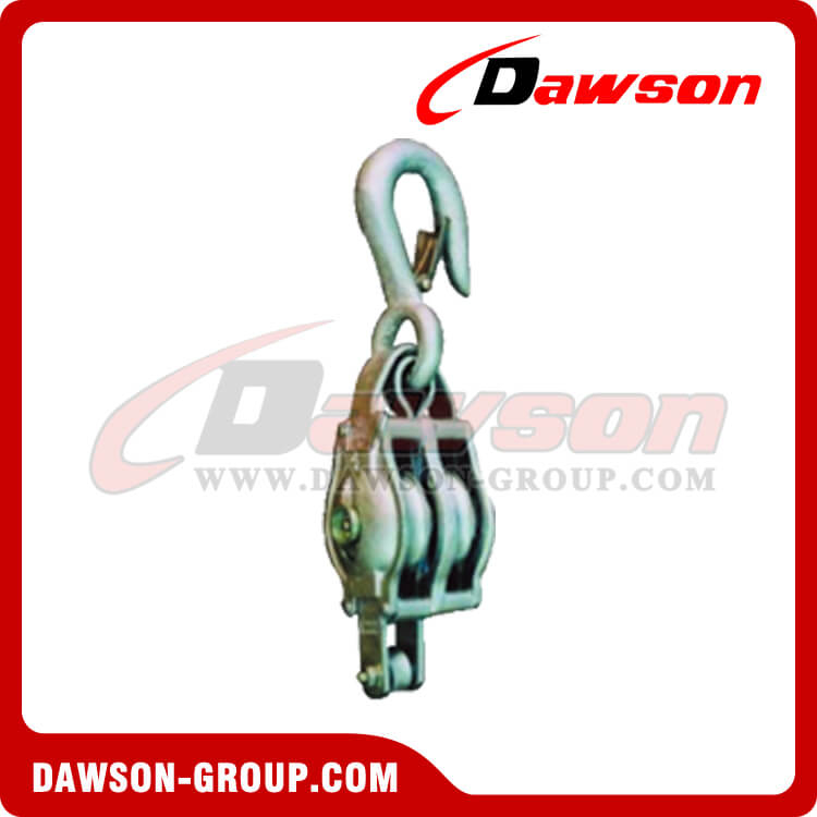 DS-B011 Malleable Iron Shell Block For Manila Rope Double Sheave With Loose Hook