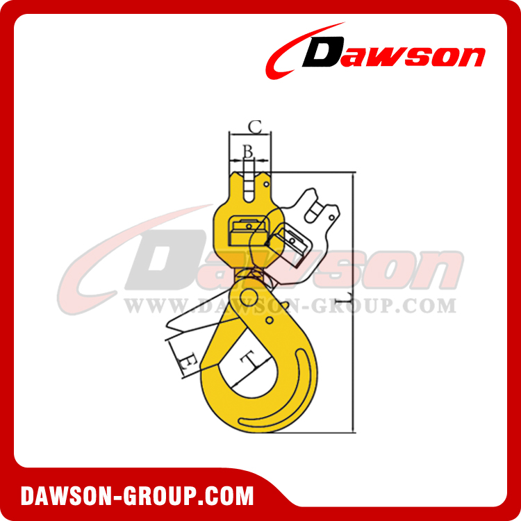 DS007 G80 / Grade 80 6MM 7/8MM Clevis Swivel Self-Locking Hook with Bearing for Crane Lifting Chain Slings