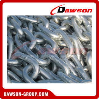 Studless Link Chain Marine Open Link Anchor Chain for Offshore Mooring Hot Dip Galvanized or Painted Black, 16mm to 70mm