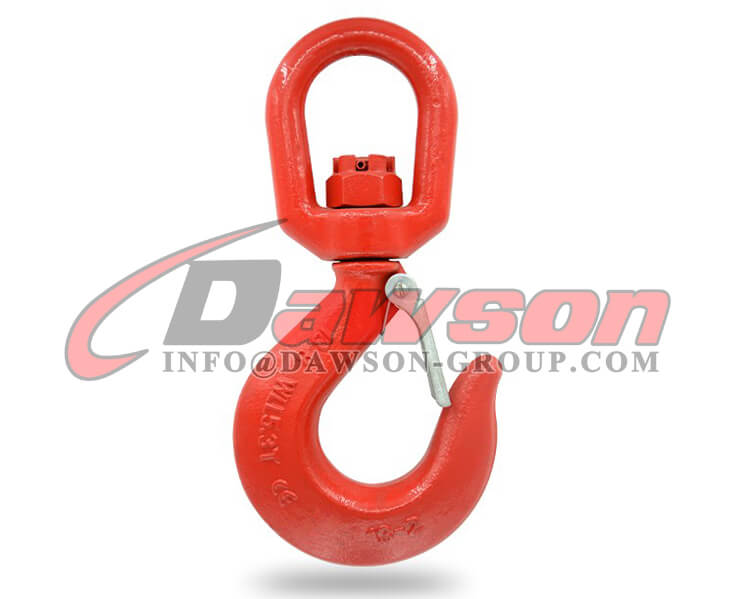 Universal Grade 80 Drop Forged Alloy Steel Swivel Eye Sling Hook with  Latch, Painted Finish, 5/8 Trade, 3 Ton 6610 lbs Working Load Limit