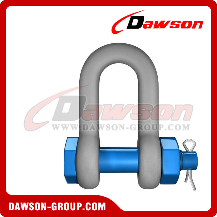 Dawson Brand Hot Dip Galvanized US Type Chain Shackle with Safety Pin, S6 Bolt Type Dee Shackle