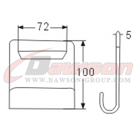 DSWH029 BS 8000KG / 17600LBS 3'' Forged Steel Flat Hooks