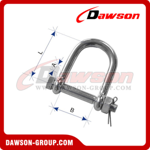 Stainless Steel Wide D Shackle with Nut and Cotter Pin