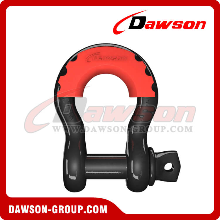 Dawson Drop Forged Bow Shackle with PU Protection for Towing & Recovery Strap, S6 Screw Pin Anchor Shackles