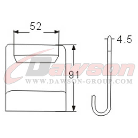 DSWH033 BS 5000KG / 11000LBS 2" Zinc Plated Flat Hooks for Webbing