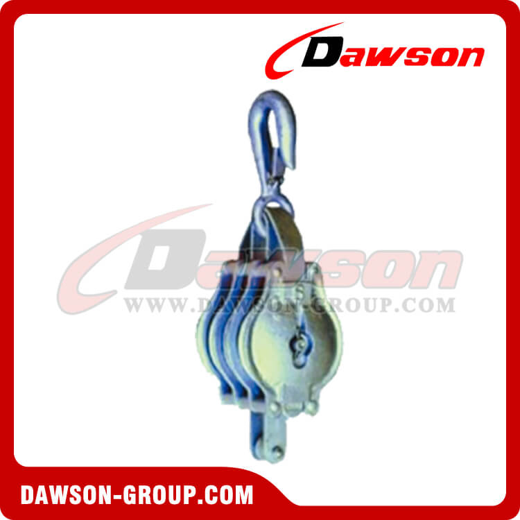DS-B012 Malleable Iron Shell Block For Manila Rope Triple Sheave With Loose Hook