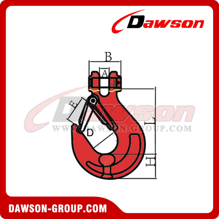 G80 / Grade 80 Clevis Sling Hook with Cast Latch for Crane Lifting
