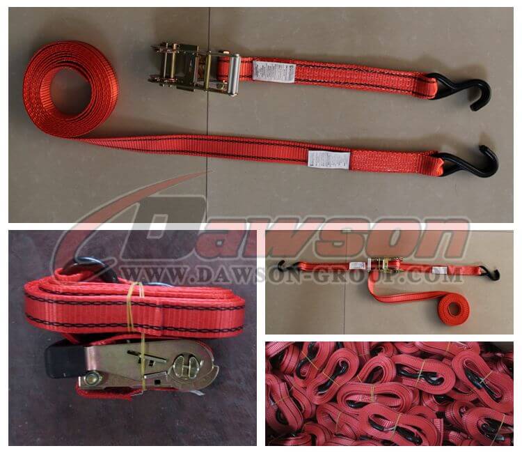 2 inch Ratchet Strap with Plate Trailer Hooks, 2'' Logistic Tie
