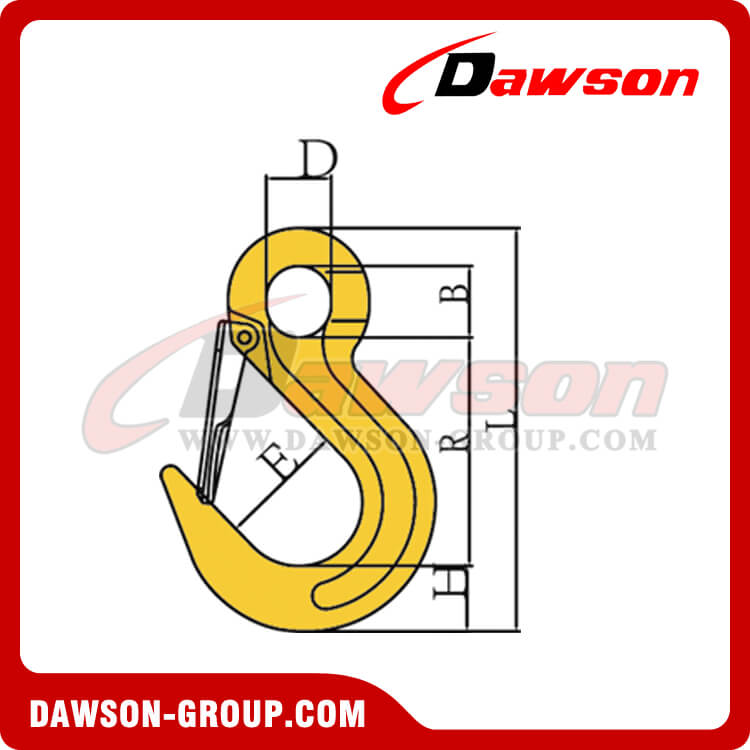 DS113 Forged Alloy Steel Large Throat Opening Eye Hook with Latch for General Hoist