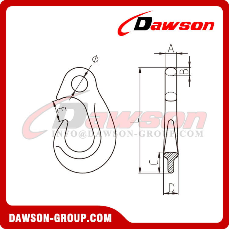 DS822 G80 WLL 3.15T Nose Type Anti-Slip Hook