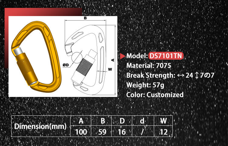 DS7101TN Aluminium Hook, Carabiner Hook, Climb Lock Carabiner - Dawson Group Ltd. - China Manufacturer, Supplier, Factory
