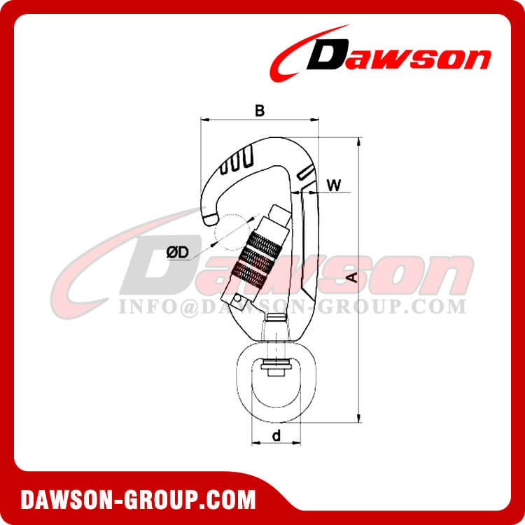 DS7803D3TN Aluminum Carabiner Snap Hook, Aluminium Alloy Snap Hooks - Dawson Group Ltd. - China Manufacturer, Supplier