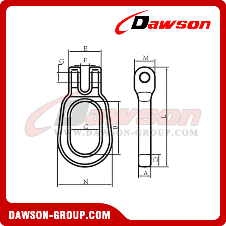DS645 G80 / G100 13MM Container Lifting Clevis Link, Grade 80 / Grade 100 Forged Alloy Steel Clevis Link for Container Lifting