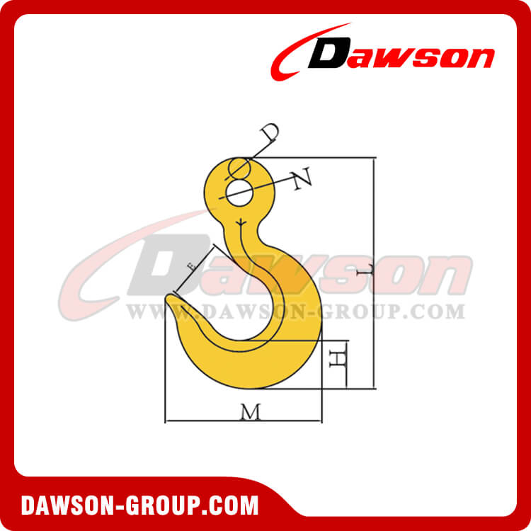 DS368 G80 WLL 2-5.3T Eye Hoist Hook with Large Opening for Lifting Chain Slings