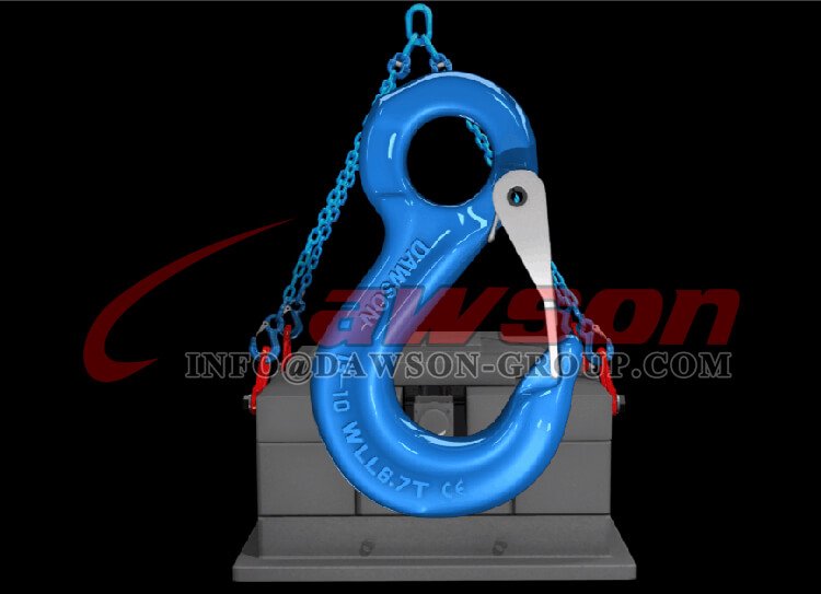 Application of G100 Eye Sling Hook with Latch for Grade 100 Chains, Grade 100 Forged Steel Sling Hook for Lifting - China Manufacturer, Supplier