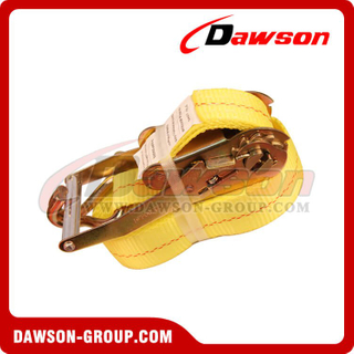 2" x 27' Custom Polyester Ratchet Tie Down Lashing Strap with Double J-Hook
