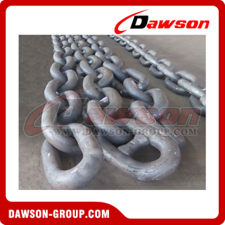 R3s Stud / Studless Mooring Chain for Offshore Oil Drilling Platforms, Hot Dip Galvanized or Painted Black, 34mm to 152mm 1-3/8 to 6 inch