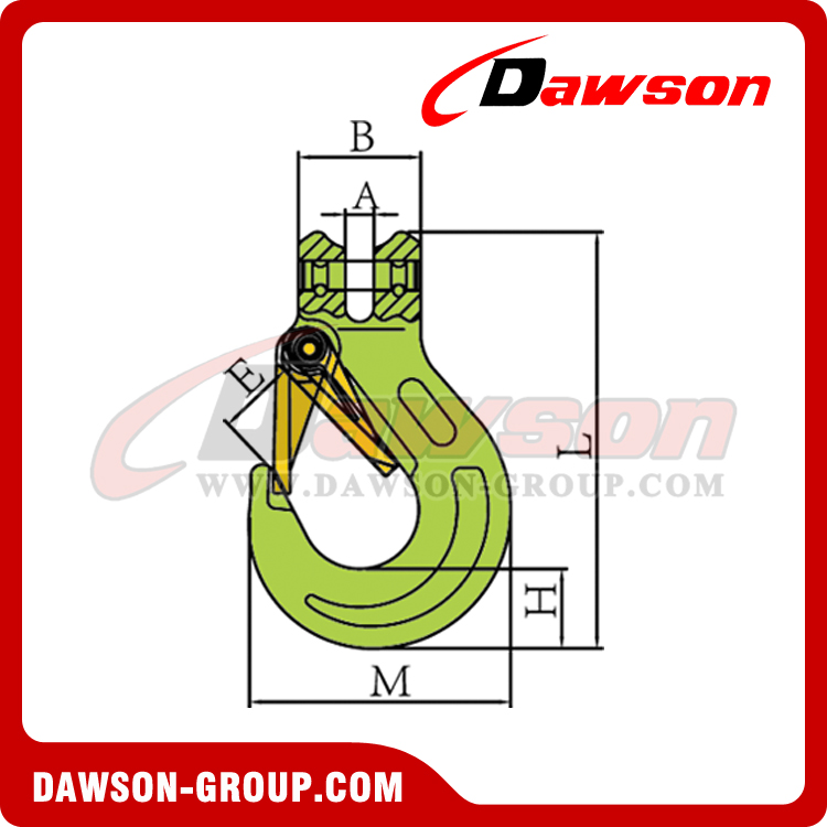 3/4 G100 Alloy Clevis Sling Hook With Latch, 35,300 lbs. WLL, Made In USA.  - 1st Chain Supply