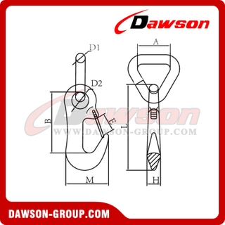 DS533 Forged Carbon Steel Galvanized Tow Hook with Welded Triangle Ring for Pulling or Lashing