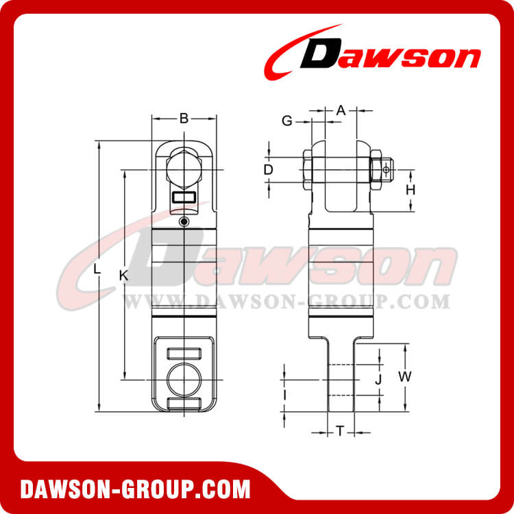 DS089Y G80 WLL 0.75-60T OU Type Angular Contact Bearing Swivels with Eye and Jaw