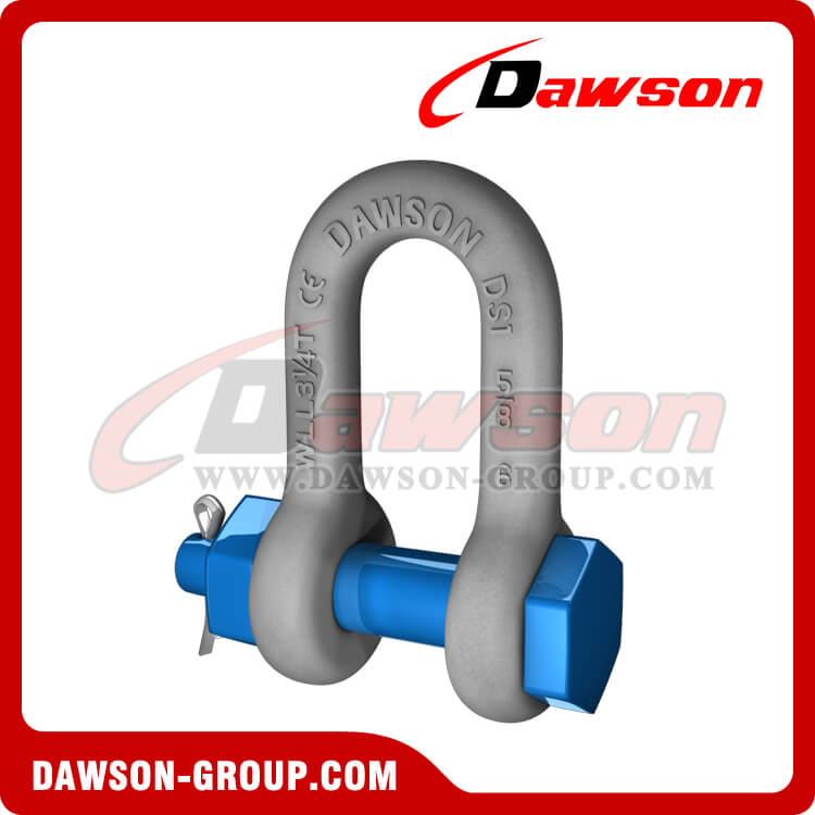 Dawson Brand Hot Dip Galvanized US Type DG2150 Chain Shackle with Safety Pin, S6 Bolt Type Dee Shackle