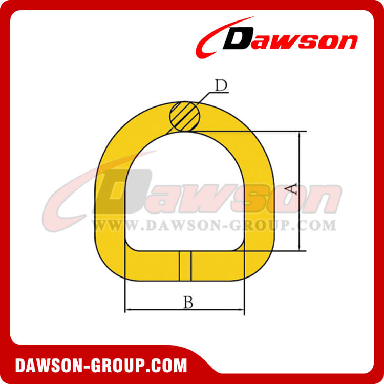 Yellow D Rings G80 / Grade 80 Welded D Ring for Lifting Chain Sling, Grade 80 Alloy ...