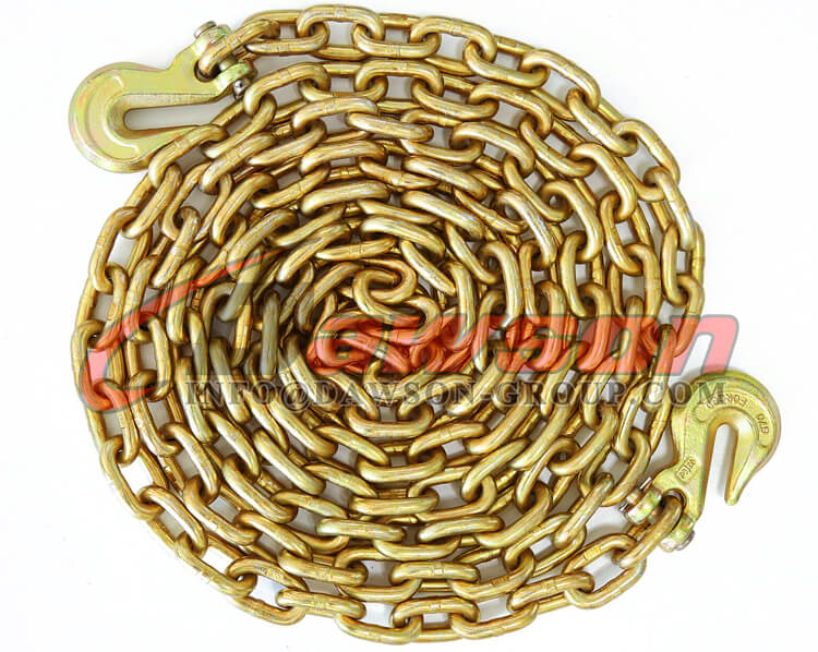 thumbnail image 2 of 1/2" X 10' Grade 70 Transport Chain – USA Made – With G70 Grab Hook & G70 Slip Hook – Yellow Chromate 2 of 5