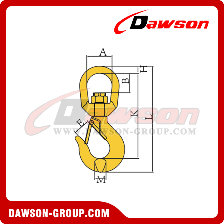 G80 Grade 80 Swivel Hook with Safety Latch for Heavy Duty Crane