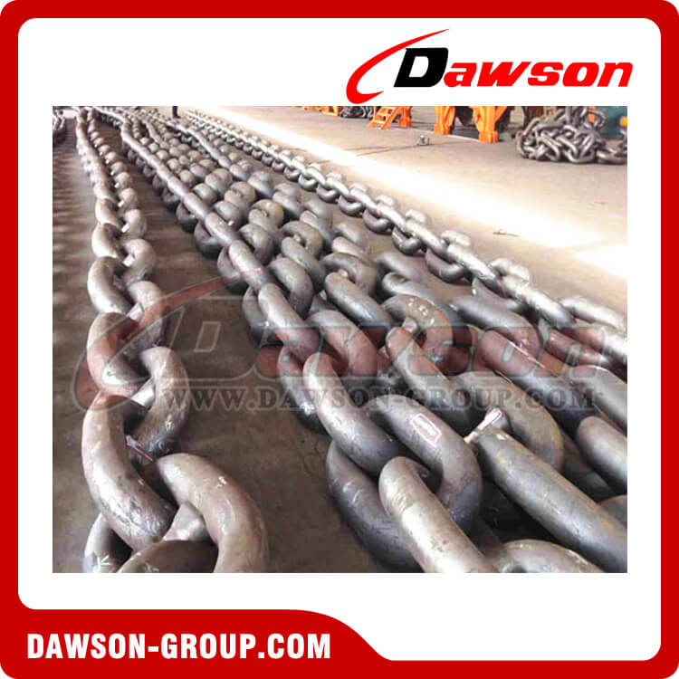 R3 Grade Stud / Studless Offshore Mooring Chain for Offshore Oil Platform, Hot Dip Galvanized or Painted Black, 34mm to 152mm 1-3/8 to 6 inch