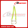 V Bridle Tow Strap 3'' x 36'' with 8'' Mini J Hooks, T-J Hooks, Hi VIZ High Abrasion Green Webbing, 5400 lbs WLL, Recovery V-Strap with Reinforced Webbing for Towing, Wrecker