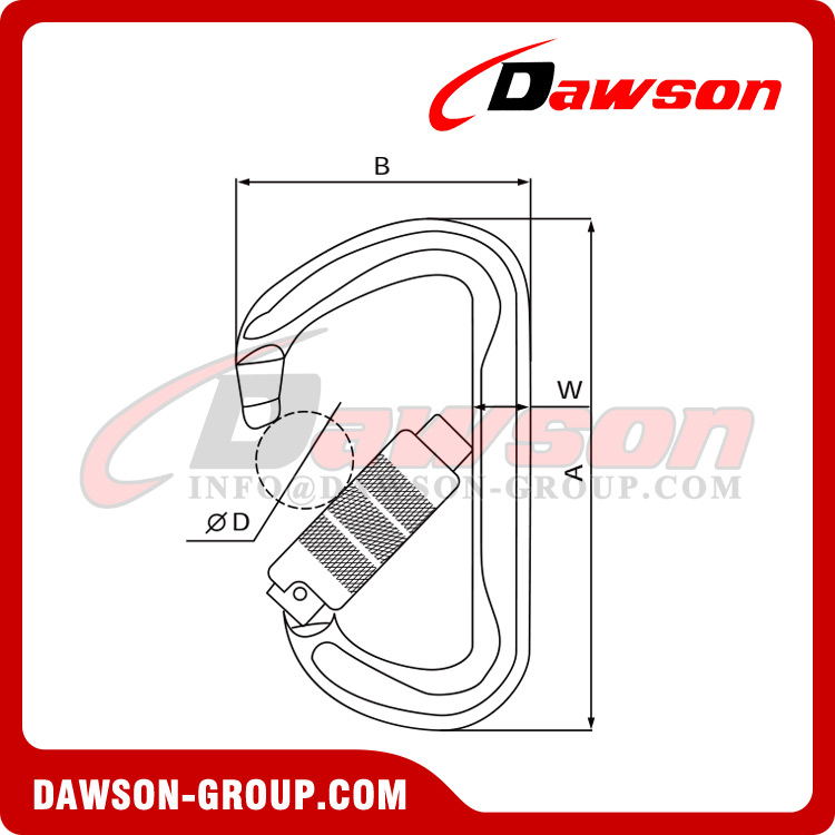 DSJ-A7111TN Aluminum Material For Custom Round Shape Carabiner, 30Kn Aluminum Locking Screw D Shape Carabiner