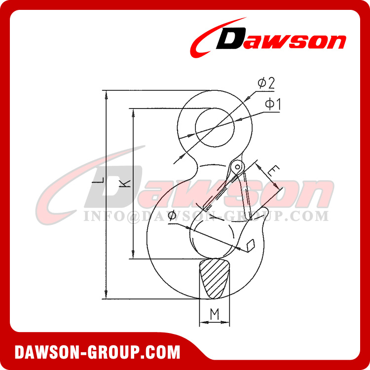 DS629 G70 Grade 70 Alloy Steel & Carbon Steel Eye Hoist Hook